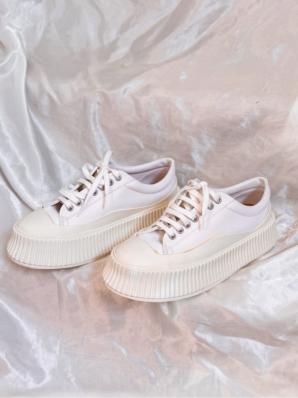 Jil Sander white platform sneakers